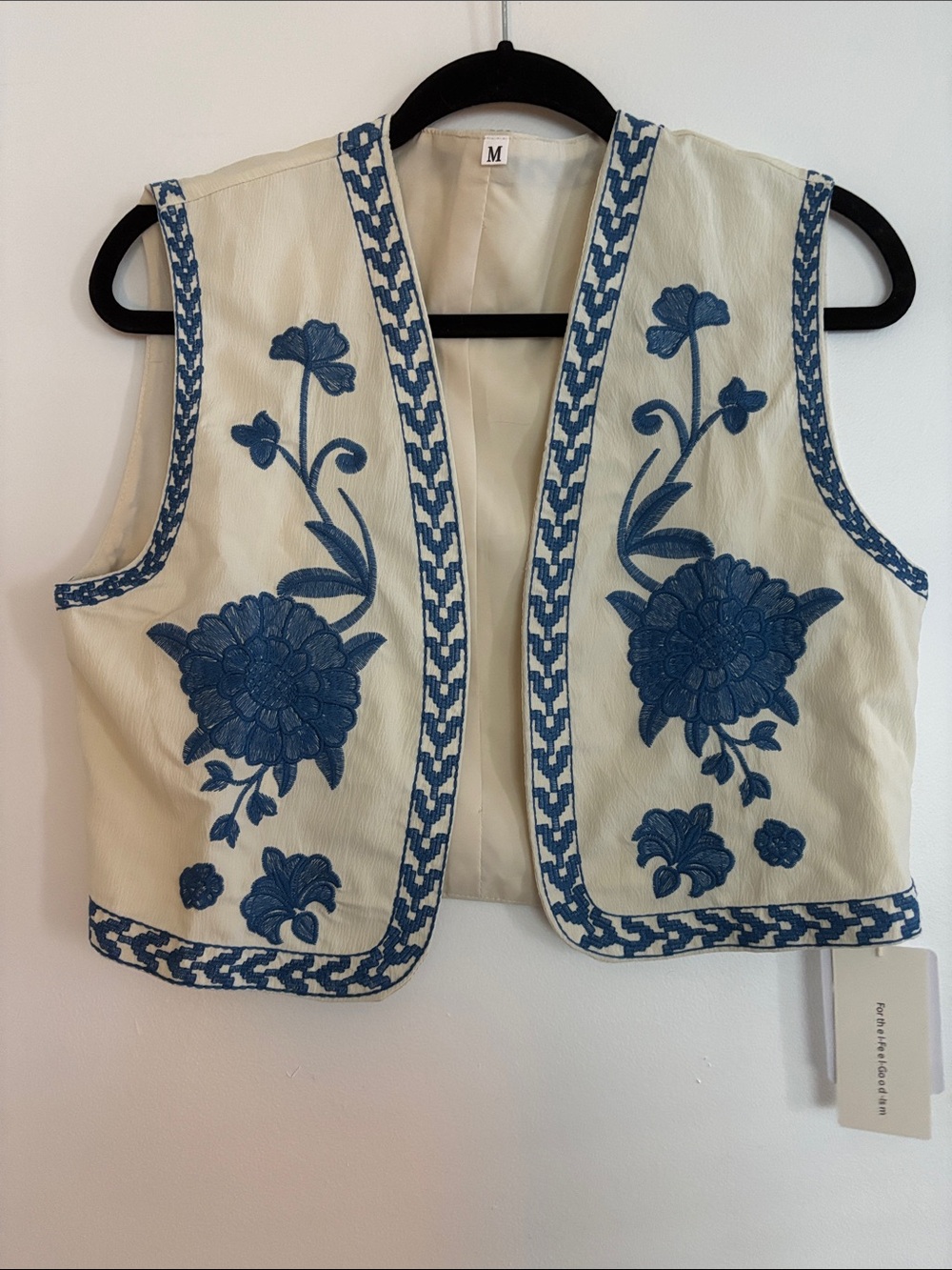 Commense Cream Vest Top with Blue Trim Accents